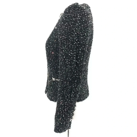 ZARA Divine Fantasy Black Tweed Boucle Moto Style Jacket Size: Medium "N… - Picture 6 of 11
